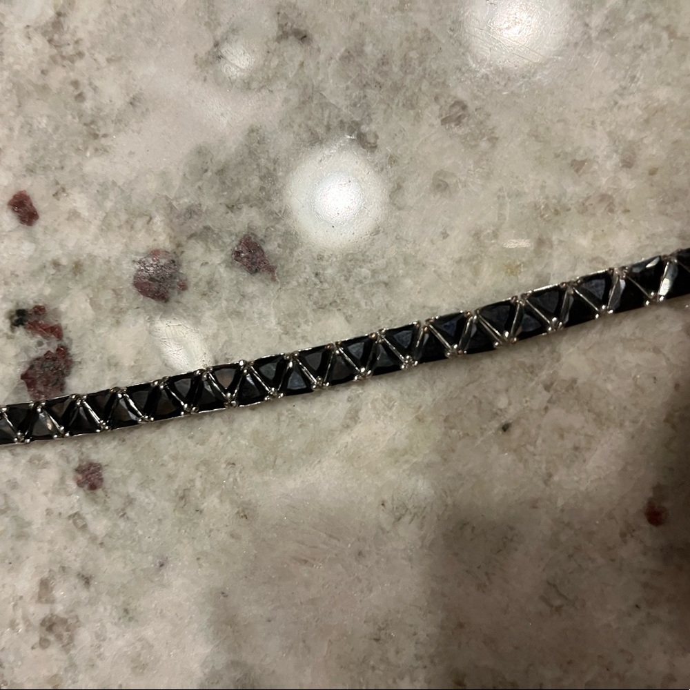 7 1/2 inch Suzanne Somer’s tennis bracelet. Black stimulated stones.